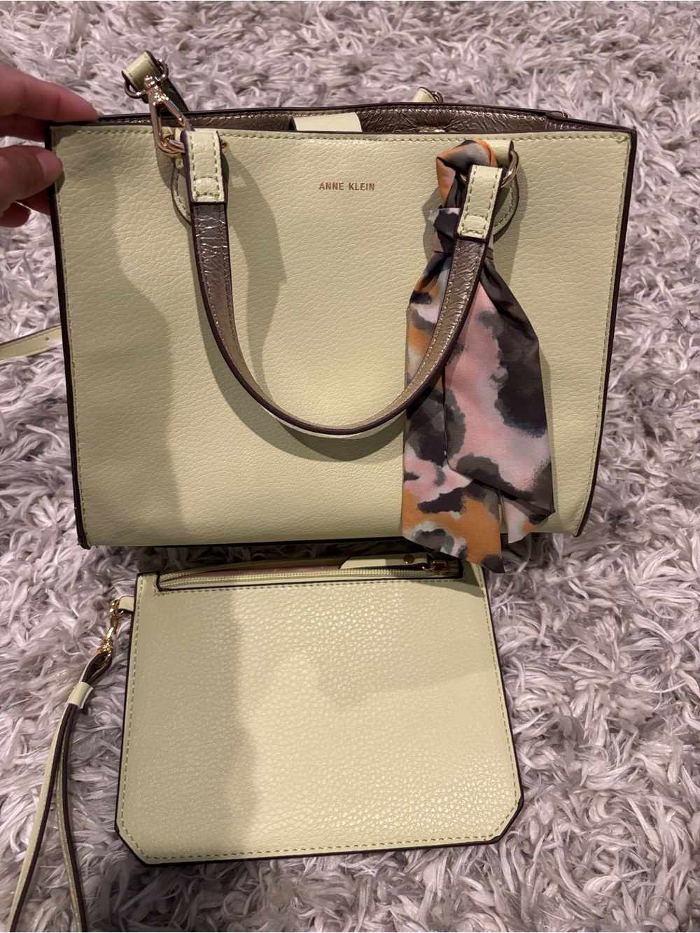 Anne Klein Satchel with Matching Pouch New Without Tags